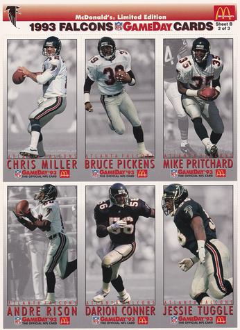 1993 GameDay McDonald's Atlanta Falcons - Full Panels #2 Chris Miller/Bruce Pickens/Mike Pritchard/Andre Rison/Darion Conner/Jessie Tuggle Front