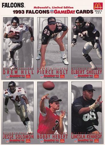 1993 GameDay McDonald's Atlanta Falcons - Full Panels #3 Drew Hill/Pierce Holt/Elbert Shelley/Jesse Solomon/Bobby Hebert/Lincoln Kennedy Front
