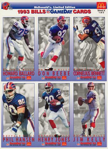 1993 GameDay McDonald's Buffalo Bills - Full Panels #1 Howard Ballard / Don Beebe / Cornelius Bennett / Phil Hansen / Henry Jones / Jim Kelly Front