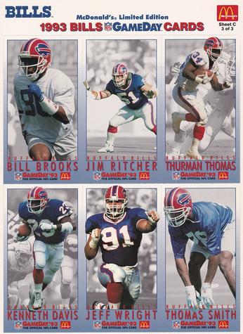 1993 GameDay McDonald's Buffalo Bills - Full Panels #3 Bill Brooks / Kenneth Davis / Jim Ritcher / Thomas Smith / Thurman Thomas / Jeff Wright (NT) Front