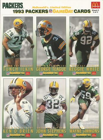 1993 GameDay McDonald's Green Bay Packers - Full Panels #3 Tunch Ilkin / Ken O'Brien / Wayne Simmons / John Stephens / George Teague / Reggie White Front