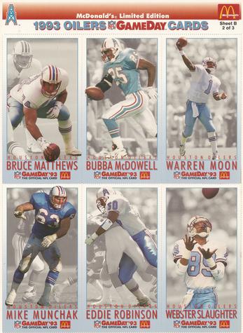 1993 GameDay McDonald's Houston Oilers - Full Panels #2 Bruce Matthews / Bubba McDowell / Warren Moon / Mike Munchak / Eddie Robinson / Webster Slaughter Front
