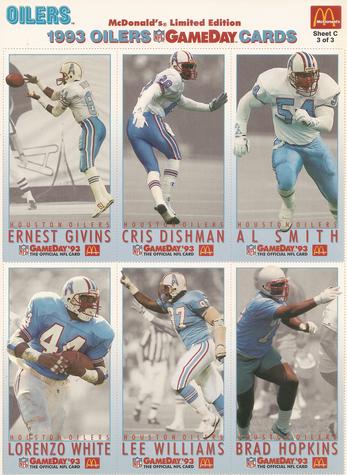 1993 GameDay McDonald's Houston Oilers - Full Panels #3 Cris Dishman / Ernest Givins / Brad Hopkins / Al Smith / Lorenzo White / Lee Williams Front