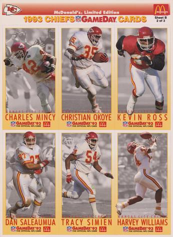 1993 GameDay McDonald's Kansas City Chiefs - Full Panels #2 Charles Mincy / Christian Okoye / Kevin Ross / Dan Saleaumua / Tracy Simien / Harvey Williams Front