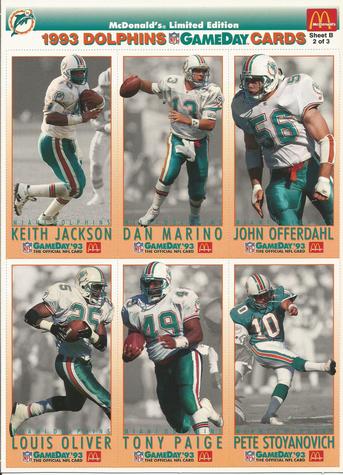 1993 GameDay McDonald's Miami Dolphins - Full Panels #2 Keith Jackson / Dan Marino / John Offerdahl / Louis Oliver / Tony Paige / Pete Stoyanovich Front