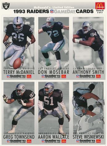 1993 GameDay McDonald's Los Angeles Raiders - Full Panels #2 Terry McDaniel / Don Mosebar / Anthony Smith / Greg Townsend / Aaron Wallace / Steve Wisniewski Front