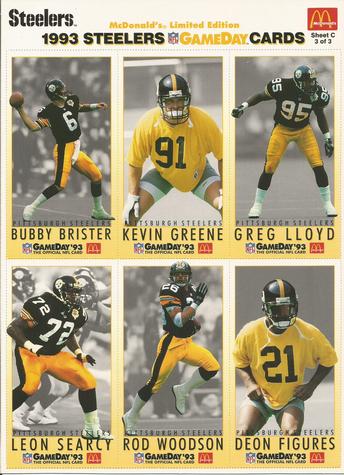 1993 GameDay McDonald's Pittsburgh Steelers - Full Panels #3 Bubby Brister / Deon Figures / Kevin Greene / Greg Lloyd / Leon Searcy / Rod Woodson Front