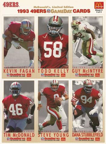1993 GameDay McDonald's San Francisco 49ers - Full Panels #3 Kevin Fagan / Todd Kelly / Tim McDonald / Guy McIntyre / Dana Stubblefield / Steve Young Front