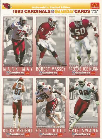 1993 GameDay McDonald's Phoenix Cardinals - Full Panels #2 Eric Hill / Robert Massey / Mark May / Freddie Joe Nunn / Ricky Proehl / Eric Swann Front