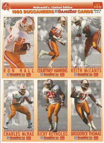 1993 GameDay McDonald's Tampa Bay Buccaneers - Full Panels #2 Ron Hall / Courtney Hawkins / Keith McCants / Charles McRae / Ricky Reynolds / Broderick Thomas Front