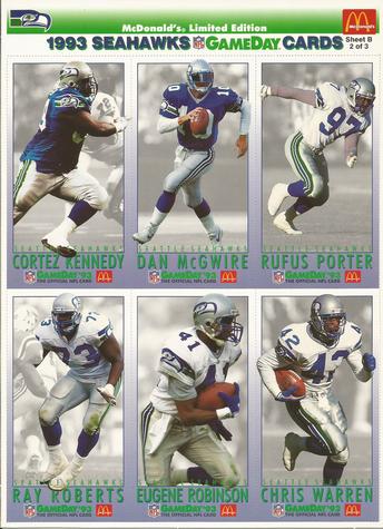 1993 GameDay McDonald's Seattle Seahawks - Full Panels #2 Cortez Kennedy / Dan McGwire / Rufus Porter / Ray Roberts / Eugene Robinson / Chris Warren Front