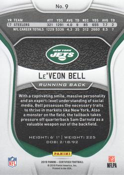 2019 Panini Certified #9 Le'Veon Bell Back