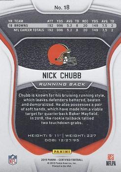 2019 Panini Certified #18 Nick Chubb Back
