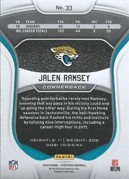 2019 Panini Certified #33 Jalen Ramsey Back