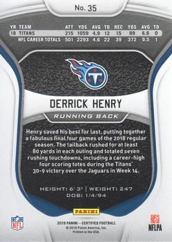 2019 Panini Certified #35 Derrick Henry Back