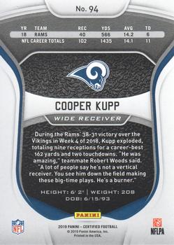 2019 Panini Certified #94 Cooper Kupp Back