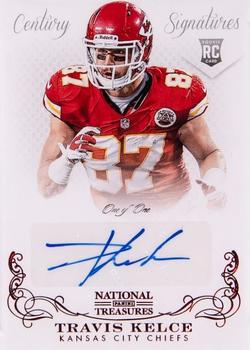 2013 Panini National Treasures - Rookie Century Red Signatures #334 Travis Kelce Front