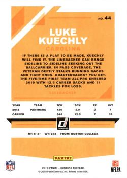 2019 Donruss #44 Luke Kuechly Back