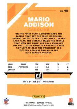 2019 Donruss #45 Mario Addison Back