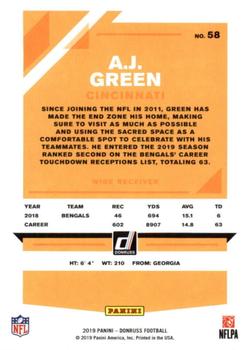 2019 Donruss #58 A.J. Green Back