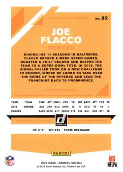 2019 Donruss #82 Joe Flacco Back