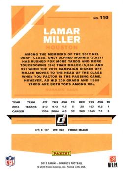 2019 Donruss #110 Lamar Miller Back