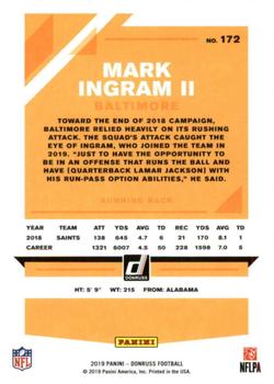 2019 Donruss #172 Mark Ingram II Back