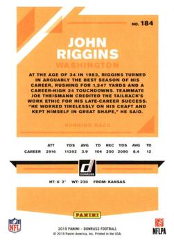 2019 Donruss #184 John Riggins Back