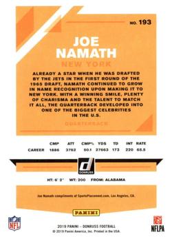 2019 Donruss #193 Joe Namath Back