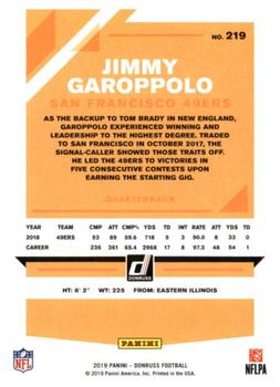 2019 Donruss #219 Jimmy Garoppolo Back