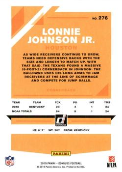 2019 Donruss #276 Lonnie Johnson Jr. Back