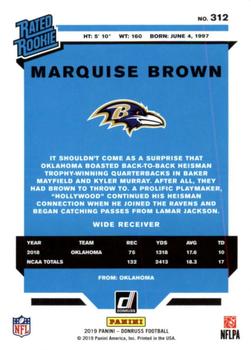 2019 Donruss #312 Marquise Brown Back