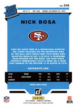 2019 Donruss #318 Nick Bosa Back