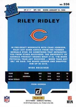 2019 Donruss #336 Riley Ridley Back