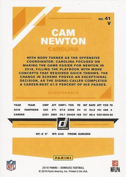 2019 Donruss #41V Cam Newton Back