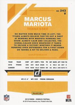 2019 Donruss #243V Marcus Mariota Back