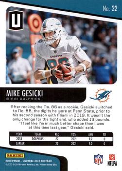 2019 Panini Unparalleled #22 Mike Gesicki Back