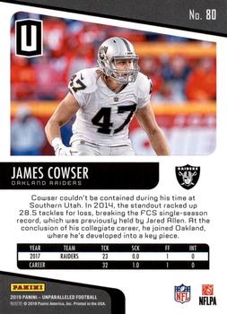 2019 Panini Unparalleled #80 James Cowser Back