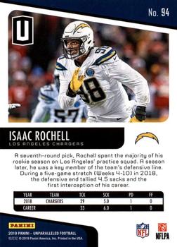 2019 Panini Unparalleled #94 Isaac Rochell Back