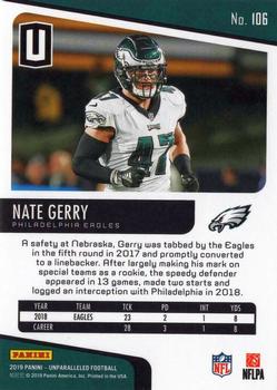 2019 Panini Unparalleled #106 Nate Gerry Back