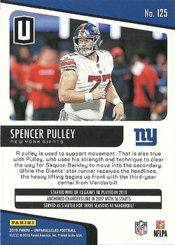 2019 Panini Unparalleled #125 Spencer Pulley Back