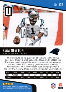 2019 Panini Unparalleled #139 Cam Newton Back