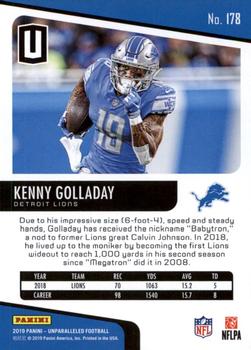 2019 Panini Unparalleled #178 Kenny Golladay Back