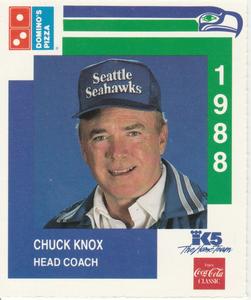 1988 Domino's Pizza Seattle Seahawks #9 Chuck Knox Front