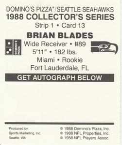 1988 Domino's Pizza Seattle Seahawks #13 Brian Blades Back