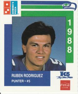 1988 Domino's Pizza Seattle Seahawks #16 Ruben Rodriguez Front