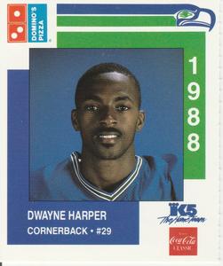 1988 Domino's Pizza Seattle Seahawks #19 Dwayne Harper Front