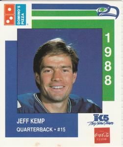 1988 Domino's Pizza Seattle Seahawks #21 Jeff Kemp Front
