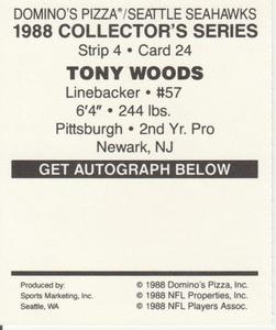 1988 Domino's Pizza Seattle Seahawks #24 Tony Woods Back