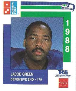 1988 Domino's Pizza Seattle Seahawks #26 Jacob Green Front